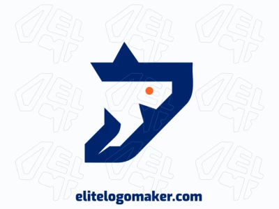 A minimalist logo design featuring a sleek shark silhouette, blending orange and dark blue for a striking aesthetic.