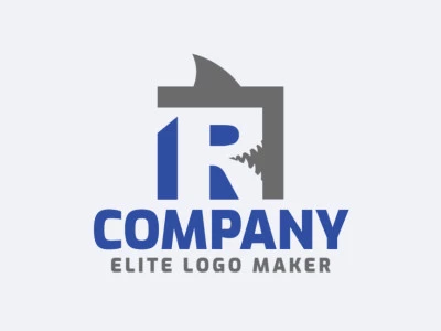 Modern logo in the shape of a shark combined with a letter "R", with professional design and abstract style.