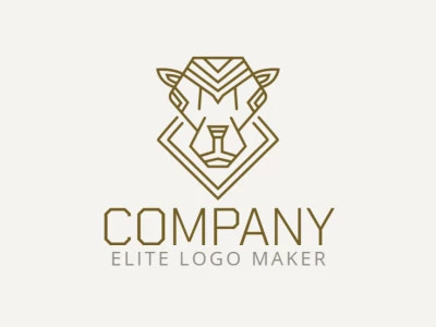 Animal mascot logo in the shape of a Sheep composed of lines with brown colors.