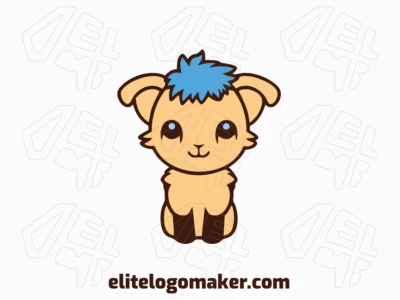 A playful sheep design, with a touch of childish charm, in shades of blue, dark yellow, and dark brown.