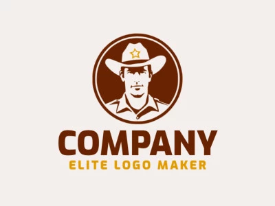 Abstract logo with solid shapes forming a sheriff with a refined design and brown color.