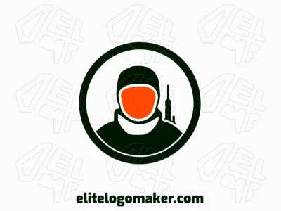 Create a vectorized logo showcasing a contemporary design of a shooter and simple style, with a touch of sophistication with orange and black colors.