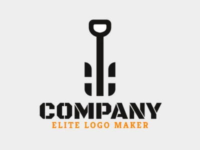 Logo in the shape of a shovel with black color, this logo is ideal for different business areas.