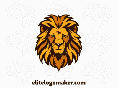 A mascot logo featuring a sinister lion, combining fierce and bold elements in shades of brown, orange, and yellow for a striking and memorable design.