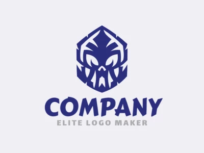 The logo features a mascot-style design of a skull in blue color.