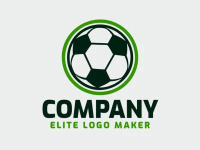 Template logo in the shape of a soccer ball with a minimalist design with black and dark green colors.