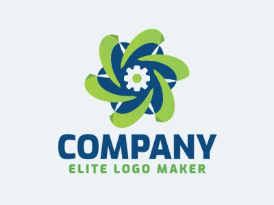 Abstract logo design composed of solid shapes and a circle forming an asterisk with green and blue colors.