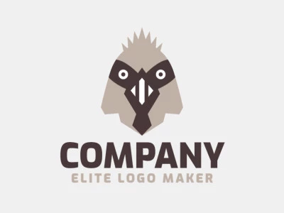 Stylized logo design with the shape of a sparrow head composed of abstracts shapes with brown and beige colors.