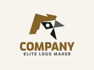 Minimalist logo with a refined design, forming a sparrow, the colors used were brown and black.