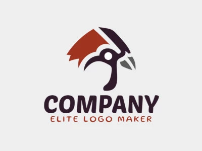 Customizable logo in the shape of a sparrow head, with an abstract style, the colors used was brown and black.