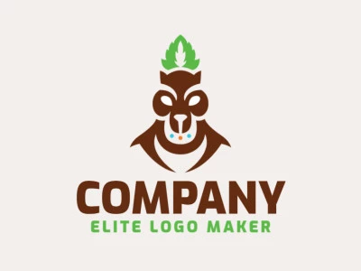 Animal logo design in the shape of a squirrel combined with a leaf composed of abstract elements with green, brown, orange, and blue colors.