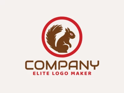 Create your own logo in the shape of a squirrel with creative style with dark red and dark brown colors.