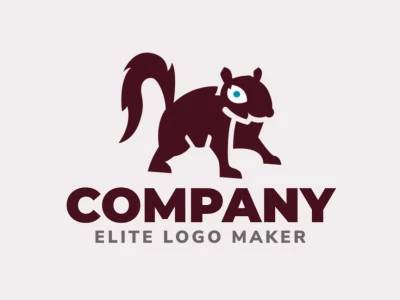 Animal mascot logo with the shape of a squirrel with brown and blue colors.