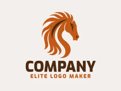 A majestic stallion horse emblem, embodying strength and grace, in mascot style. Colors of rich browns and vibrant oranges accentuate its dynamic presence.