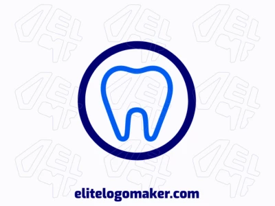 Logo is available for sale in the shape of a tooth with monoline style with blue and dark blue colors.