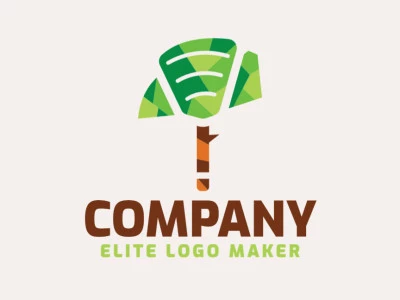 Stylized logo with the shape of a tree combined with a spoon with green and brown colors.