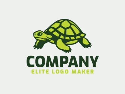 Create your own logo in the shape of a turtle with illustrative style and green color.