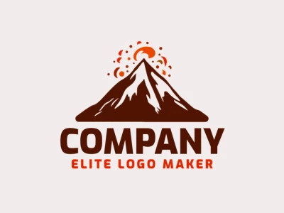 Logo template for sale in the shape of a volcano, the colors used were orange and dark brown.