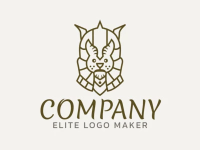 Animal logo design in the shape of a rabbit head wearing a medieval helmet with brown colors.