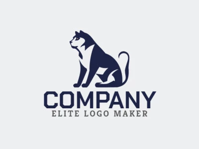 A simple logo composed of abstract shapes forming a wild cat with the color dark blue.