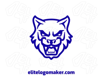 A wild cat with a differentiated design and blue color, crafted in an animal style, creating a noticeable and striking logo.