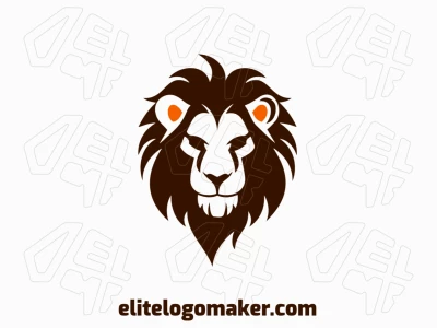 An original, abstract representation of a wild lion, perfect for business, in brown and orange colors.