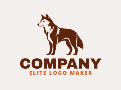 Abstract logo created with abstract shapes forming a wolf with the color dark brown.