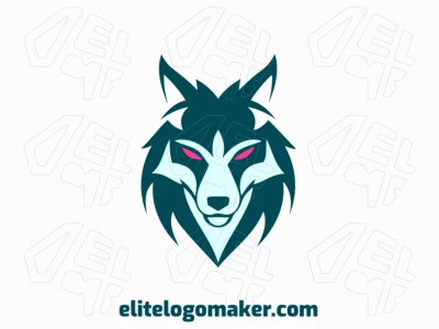 An animal logo featuring a wolf head in blue and pink, symbolizing boldness and creativity, perfect for brands seeking a unique and dynamic identity.