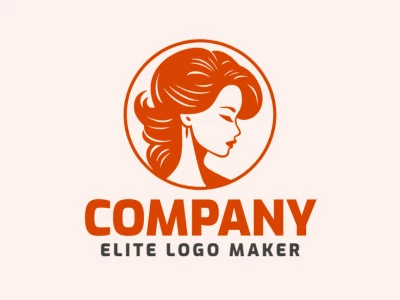 Create a logo for your company in the shape of a woman with circular style and orange color.