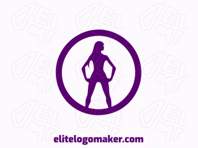 Vector logo in the shape of a woman with simple style and purple color.