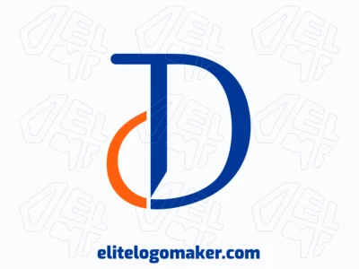 Diseño elegante y minimalista con la letra 'D' abstracta en azul, creada con líneas limpias para un aspecto moderno y estilizado.