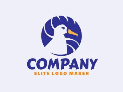 Logotipo creativo en forma de un albatros con un diseño memorable y un estilo circular, los colores utilizados son azul y amarillo.