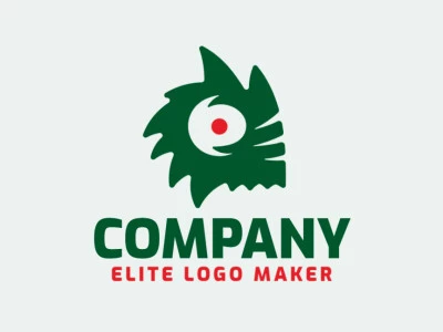 Logotipo en forma de una alienígena con diseño abstracto y colores verde y rojo.