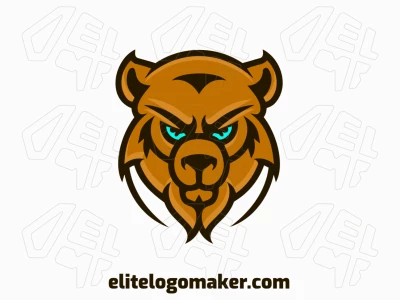 Un logotipo simétrico con un oso enojado, irradiando fuerza y poder.