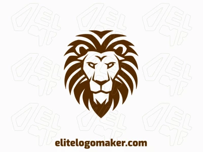 Un logo poderoso y único que presenta un león enfadado en un diseño simétrico, ideal para aplicaciones basadas en vectores.