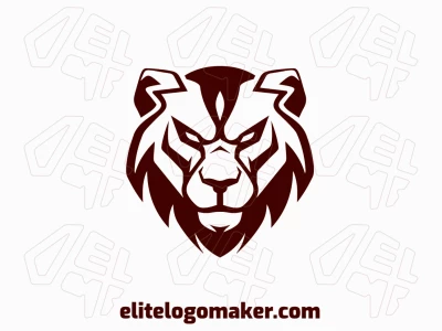 Un logo simétrico con un león enfadado, diseñado para ser único y visualmente impactante.
