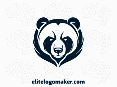 Un logotipo de mascota enérgico con un panda feroz y enojado, que emana poder y fuerza, con una paleta audaz dominada por tonos azules oscuros.