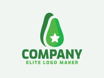 Crea un logotipo ideal para tu negocio en forma de un aguacate combinado con una estrella, con un estilo abstracto y colores personalizables.