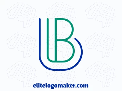 Un logotipo minimalista que presenta la letra 'B', diseñado con simplicidad y elegancia, con una paleta de colores verde y azul para un toque fresco y moderno.