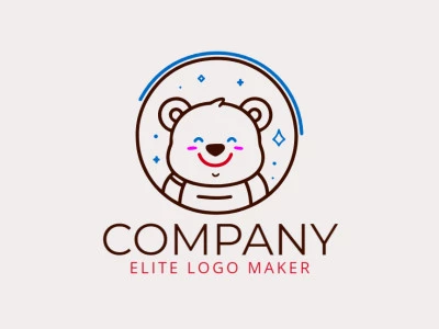 Un logotipo infantil que presenta un oso juguetón, combinando formas caprichosas para crear una marca divertida y entrañable, en una encantadora mezcla de azul, marrón y rosa.