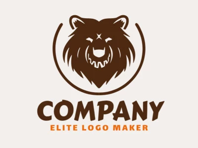 Crea un logotipo vectorizado que presente un diseño contemporáneo de una cabeza de oso y estilo simétrico, con un toque de sofisticación y color marrón.