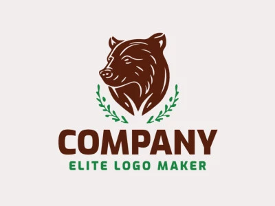 El logotipo cuenta con un diseño creativo con una imagen de un oso y hojas. La combinación de colores es una mezcla de verde y marrón, dando una sensación natural y orgánica.