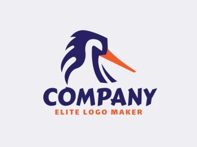 Logotipo creado con formas abstractas que forman un pájaro en colores azul y naranja.