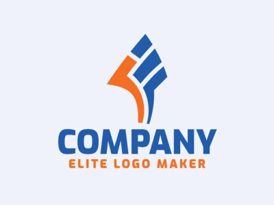 Logotipo vectorial en forma de un pájaro con diseño minimalista y colores azul y naranja.