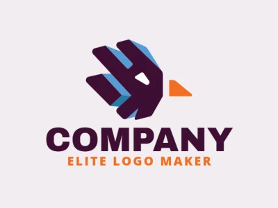 Crear su logotipo en línea con la forma de un pajarito con colores personalizables y estilo 3d.