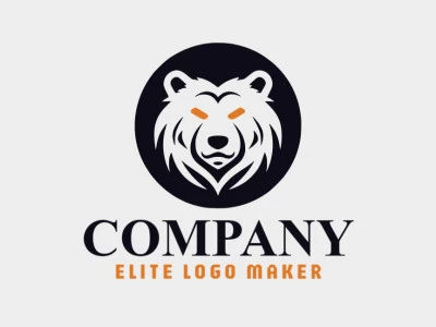 Logotipo vectorial en forma de un oso negro con diseño abstracto y colores naranja y negro.