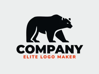 Cree un logotipo vectorial para su empresa en forma de un oso negro con un estilo abstracto, el color utilizado es el negro.