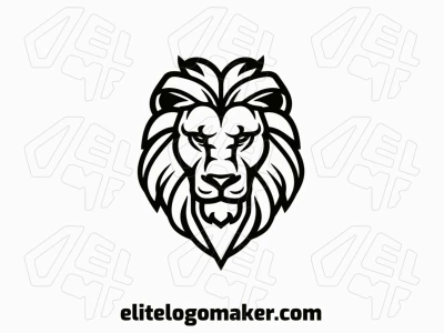 Un logotipo barato con la cabeza de un león negro ideal y elegante en estilo mascota, diseñado para transmitir fuerza y sofisticación con un aspecto audaz y poderoso.