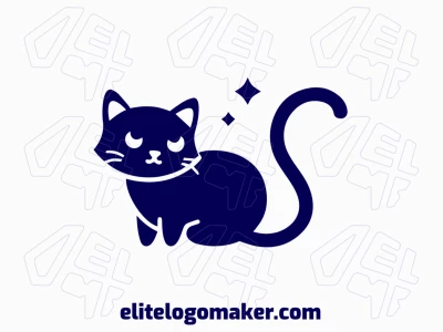 Un diseño de logotipo minimalista sofisticado y original de un gato azul, perfecto para una marca llamativa y de alta calidad.