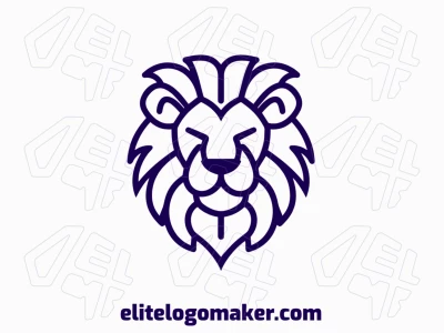 Un diseño monoline elegante e interesante con un majestuoso león azul.